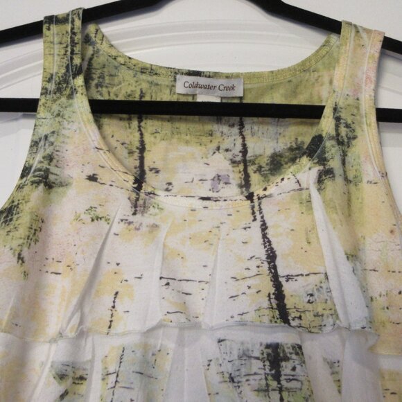 ColdWater Creek Yellow, Black and White Abstract Summer Tee, size XS - Picture 8 of 10